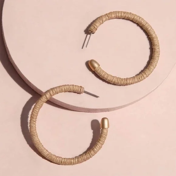 NWT - Poppy & Peonies Tan Hoop Earrings - Picture 5 of 5